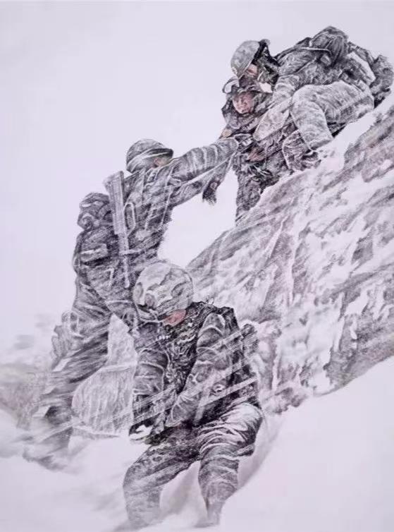 丹青绘军旅 讴歌正能量<br>——承德民建会员龙云创作《铁血军魂》