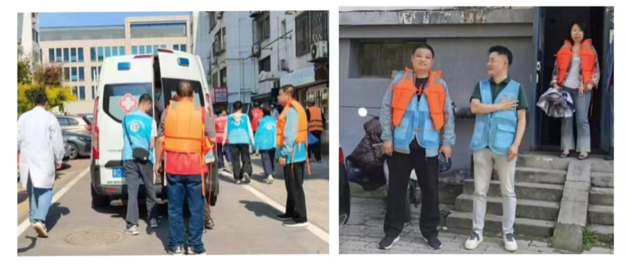 民建秦皇岛市海港区委三支部联合建设大街街道、秦皇社区居委会举办防汛应急演练活动